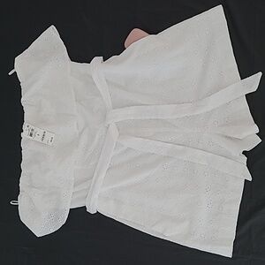 Bar III Strapless Ruffled Eyeley Romper In Bright White